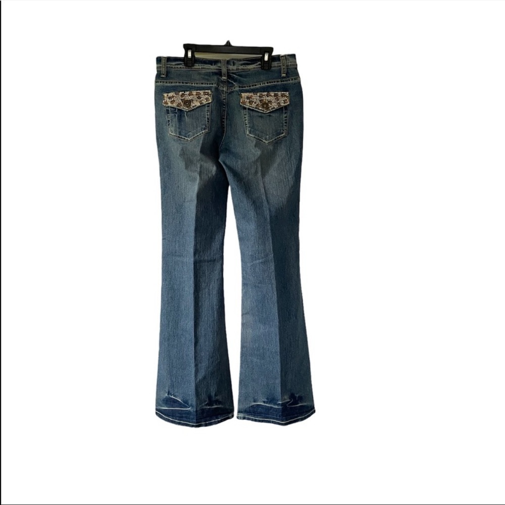 Vanilla Star Blue Jeans with Leopard Print Pockets
